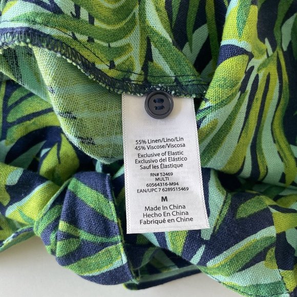 Sofia Jeans Sofia Vergara Tank Top Sz Medium Green Blue Peplum Linen Tropical - Picture 11 of 14